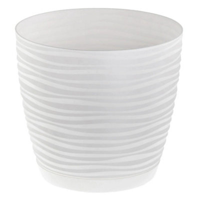  - 27Cm Round Plant Pot With Drainage Holes And Saucer Tray-Cream WhiteIndoor/outdoor