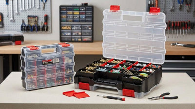 Jumbo Double Sided Compartment Storage Box Organizer Case 34 Compartments from B&Q