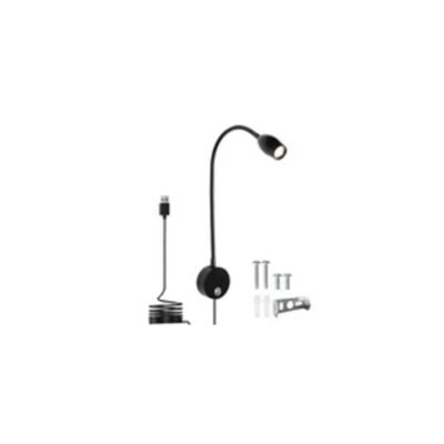 - Usb Led Reading Night Light Flexible Touch Control Dimmable Bedside Wall Lamp Black