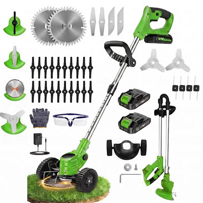  - 1880W Cordless Grass Trimmer With Telescopic Long Reach Lawn Edger2 Batteries & Charger Included