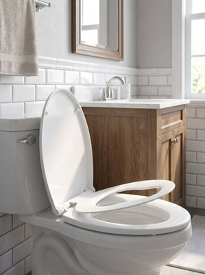  - 2 In 1 Oval Soft Close Toilet Seat White Quick Release With Hinges