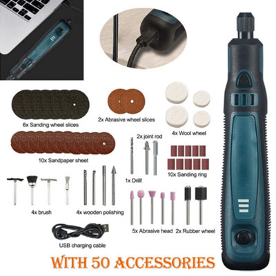 Cordless Mini Drill Grinder Usb Rechargeable Engraving Pen Rotary Tool from B&Q