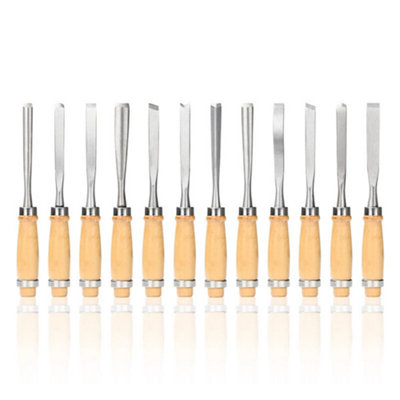 - 12 Pieces Cs Wood Carving Hand Chisel Set Woodworking Professional Lathe Gouges Tools