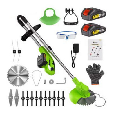 21V Cordless Strimmer With Foldable HandleLawn Mower Grass Trimmers With 2 2.0Ah Batteries5 Metal And 10 Plastic Blades from B&Q