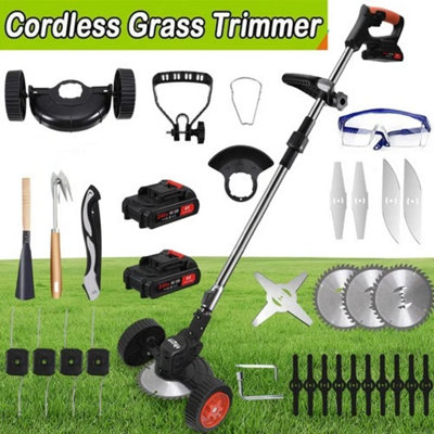  - 21V Electric Cordless Grass Trimmer Garden Edger Cutter With 2 Battery