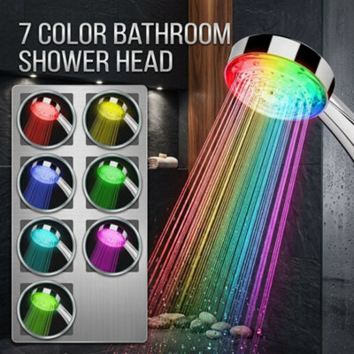  - 2 Pack 22 Cm Led Handheld Shower Head 7 Colour Changing Rainfall Sprayer