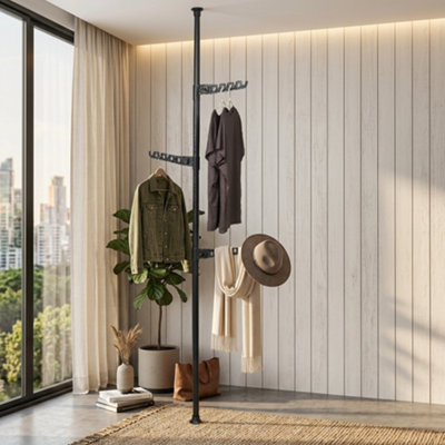 Telescopic Ceiling Corner Laundry Drying Rack Pole Adjustable 228-310 Cm Clothes Coat Hanger from B&Q