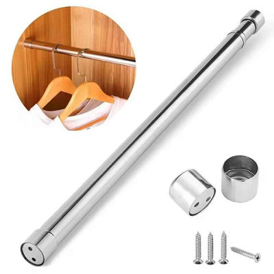 Extendable Stainless Steel Wardrobe Clothes Rod Adjustable Closet Rail Pole Curtain from B&Q