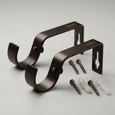 2 X Black Heavy Duty Metal Curtain Pole Bracket Holder Curtain Rod Support Wall Brackets Holders 2Pcs from B&Q