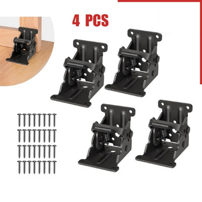 4X Folding Table Chair Leg Hinges 90 Degree Self Locking Bracket Hinge Hardware from B&Q