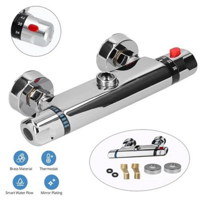 Bathroom Thermostatic Shower Mixer Valve Tap Chrome Finish 12 Inch Outlet from B&Q