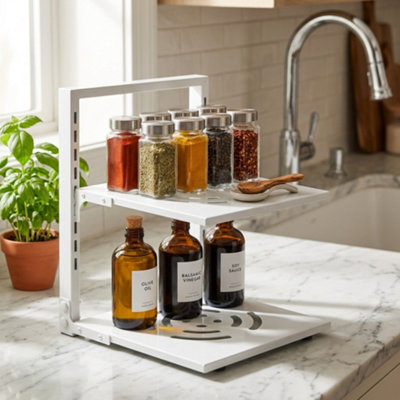 2 Tier Kitchen Pot Pan Storage Rack Organiser Stand Shelf from B&Q