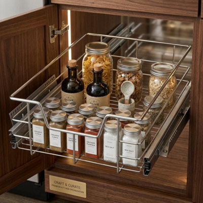  - Pull Out Telescopic Kitchen Basket Drawer Space Saving Storage Organiser