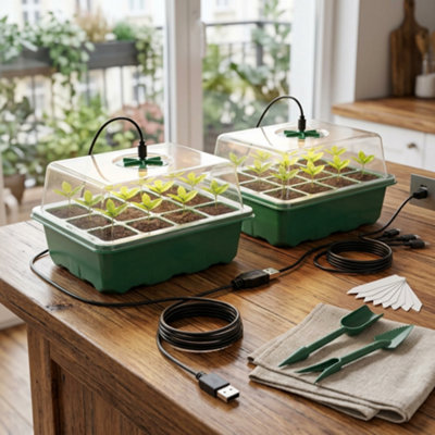 Seedling Tray Propagator With Lid And Led Grow Lights And Lids from B&Q