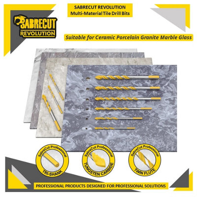 Sabrecut 6mm Multi Material Tile Drill Bits Ceramic Porcelain Granite Marble Cutting Bit from B&Q
