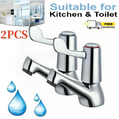 Chrome Lever Basin Pillar Taps Hot And Cold Pair from B&Q