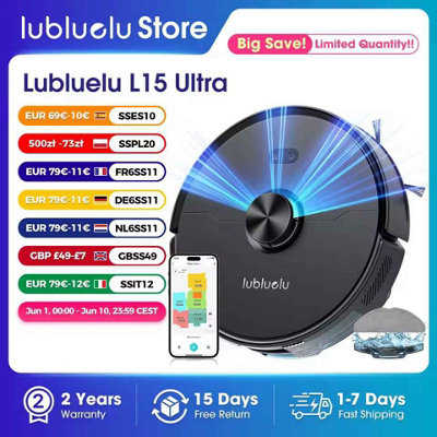 3 In 1 Robot Vacuum Mop Combo With Lidar Navigation 5500Pa Suction Smart App Auto Charging from B&Q