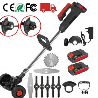  - 24V Cordless Electric Grass Trimmer Strimmer With 2 Batteries Garden Edger Cutter