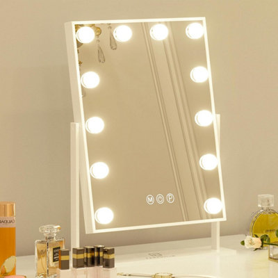 Hollywood Vanity Mirror With Led Lights 30X40Cm White Makeup Mirror from B&Q