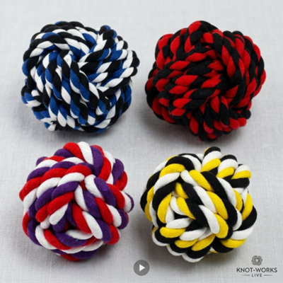4 Piece Large Dog Rope Chew Knot Ball Toys For Puppies And Dogs Fetch And Dental Care from B&Q