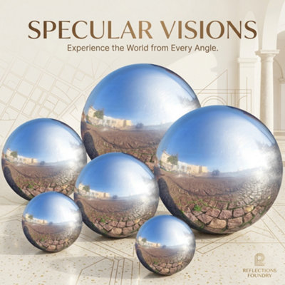 6 Pieces  Silver Mirror Gazing Ball Set Steel Hollow Garden Ornament Decor from B&Q