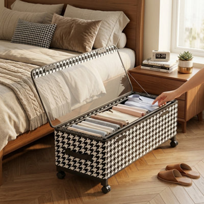 57 Cm Non Woven Clothes Storage Box With Wheels   Under Bed Organiser Basket from B&Q