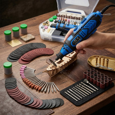 252 Pieces  Electric Mini Rotary Tool Kit Type Multi Tool Hobby Drill Set With Case from B&Q