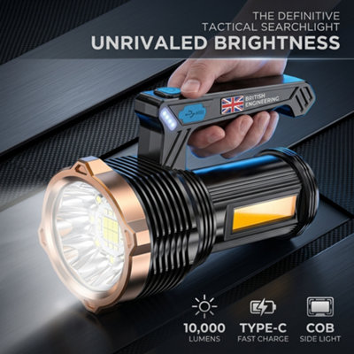 Brightest High Power Cob Led Rechargeable Torch Spotlight Flashlight from B&Q