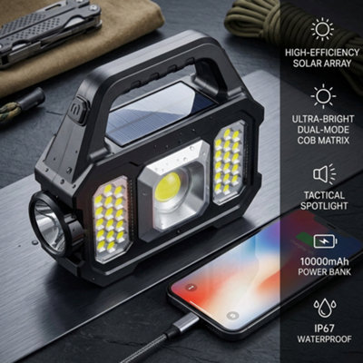 Camping Torch Light Solar Usb Rechargeable Portable Led Lantern from B&Q