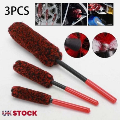  - Wheel Cleaning Brush Set 3Pcs Soft Plush Car Wheel Detailing Tools