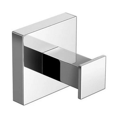 Luxury Square Chrome Towel Robe Hook -Modern Bathroom Wall Hook from B&Q