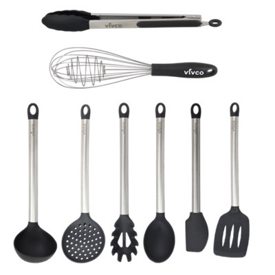 Vivco 8 Piece Silicone Utensil Set Spatula Whisk Strainer Pallete from B&Q