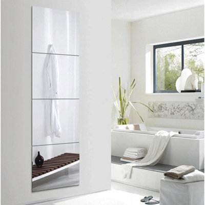  - 4Pcs Square Mirror Wall Stickers Self-Adhesive Decorative Tiles 30X30Cm