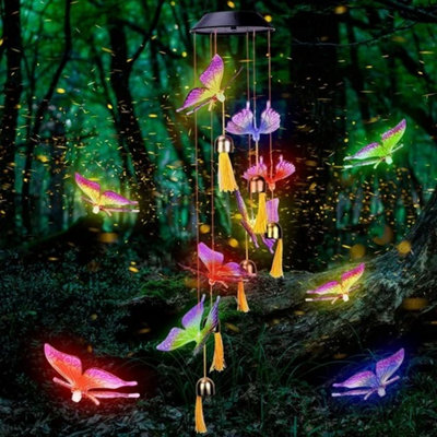 Solar Powered Led Wind Chimes Colour Changing Garden Hanging from B&Q