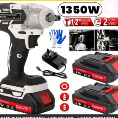 1000Nm Cordless Impact Wrench 1 2 Inch Drill Gun Kit from B&Q