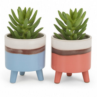  - Small Ceramic Plant Pot With Legs Indoor Decor Planter For Flowers Succulents And Cactus