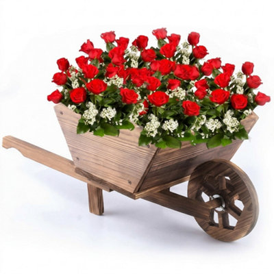 Wooden Wheelbarrow Planter Decorative Garden Flower Pot from B&Q