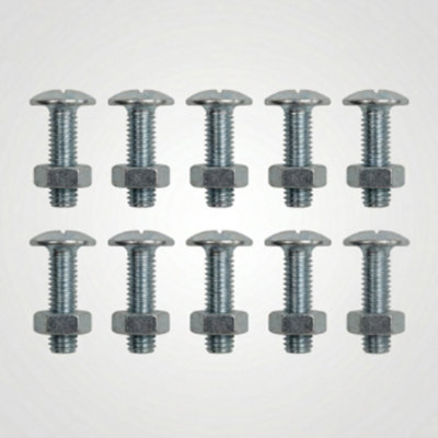 M6 Roofing Bolts Dome Head Square Nuts Zinc Plated 10Pcs from B&Q