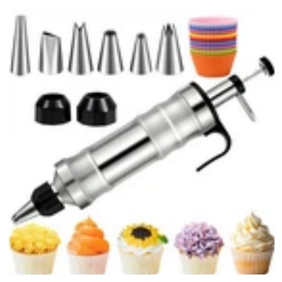 16Pcs Stainless Steel Icing Syringe Piping Kit Cake Decorating Set from B&Q