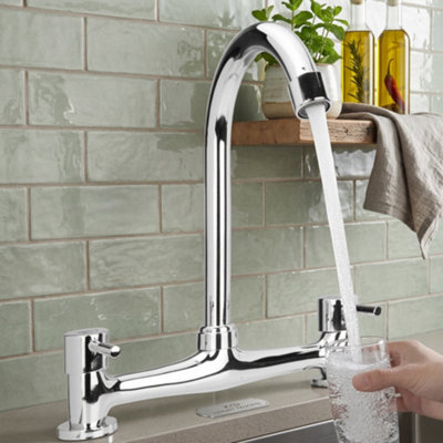  - Modern  Kitchen Sink Mixer Tap 2 Hole Deck Mounted Faucet