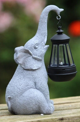 Garden Elephant Solar Light Ornament Stone Effect Home Decor Lantern from B&Q