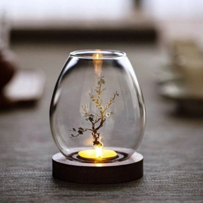 Clear Glass Tealight Candle Holder Decorative Candlestick Stand