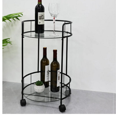 Drinks Trolley With Glass Shelves & Castors from B&Q