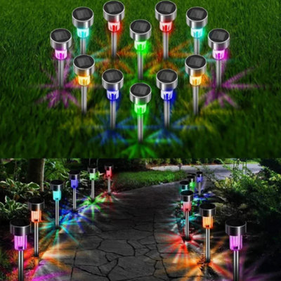  - Solar Powered Led Garden Lights Stainless Steel Stakes