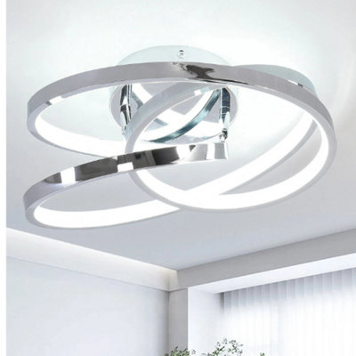Modern Chrome Led Ceiling Light 36W Flush Mount from B&Q