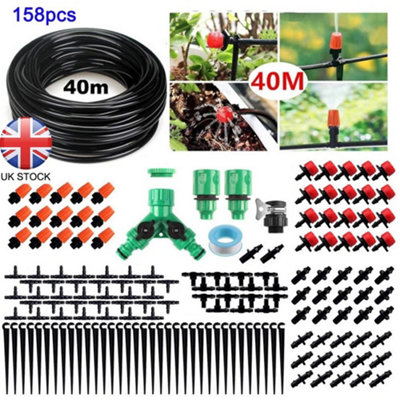 Drip Irrigation System Kit 40 M Automatic Watering Hose Timer For Lawn Garden Plants