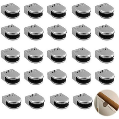  - Glass Clamp Flat Back Bracket For Balustrade Stainless Steel 8 To 12mm 12 Pcs