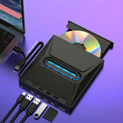 B&Q External Usb 3.0 Dvd Cd Rw Drive Burner Reader Player 7 In 1 For Laptop