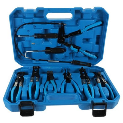 Flexible Hose Clamp Pliers Tool Set With Swivel Jaw Flat And Angled Design
