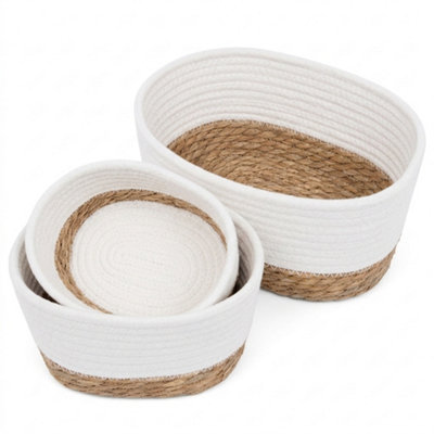 Set Of 3 Seagrass Storage Baskets Stackable Home Organiser from B&Q
